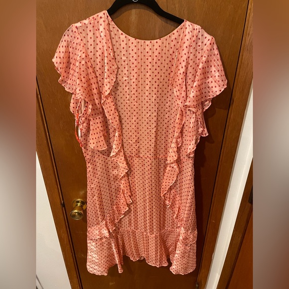 ML Monique Lhuillier‎ Pink Polka Dot Dress Size 14 - Picture 3 of 7